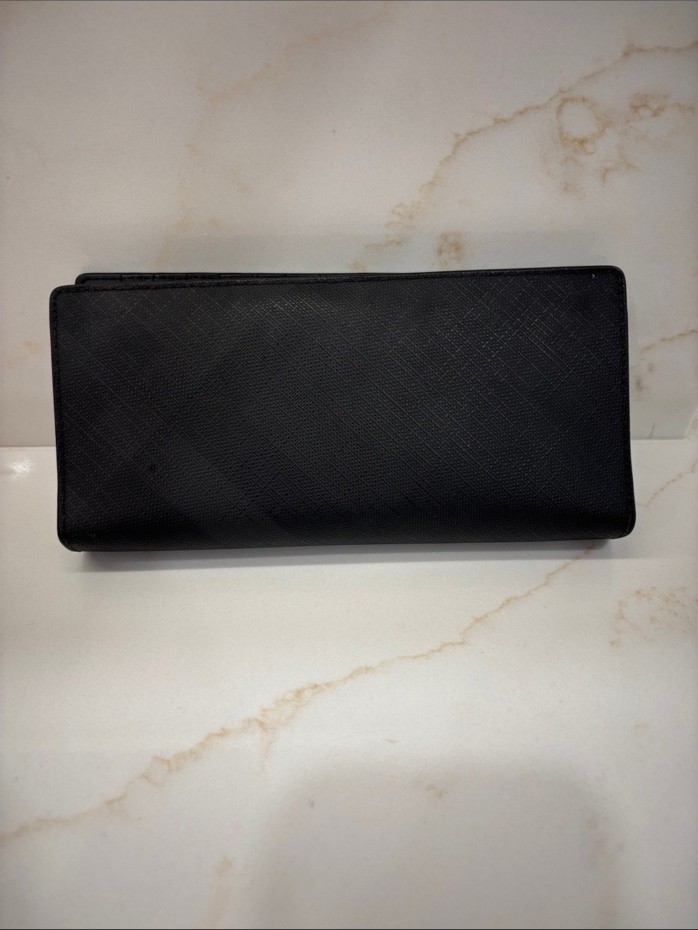 Burberry Black Leather Long Wallet - Classic Minimal Design